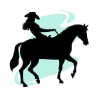 Vettore gratuito silhouette di cowgirl disegnata a mano