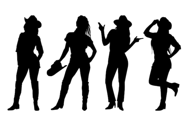 Vettore gratuito silhouette di cowgirl disegnata a mano