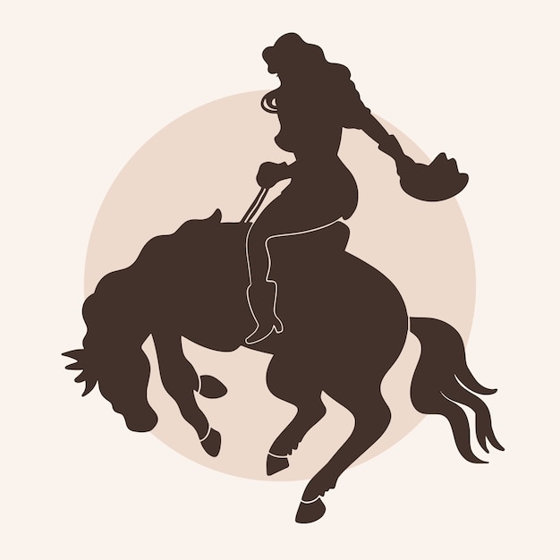 Vettore gratuito silhouette di cowgirl disegnata a mano