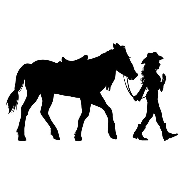 Hand drawn  cowgirl silhouette