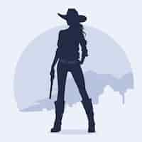 Free vector hand drawn cowgirl silhouette