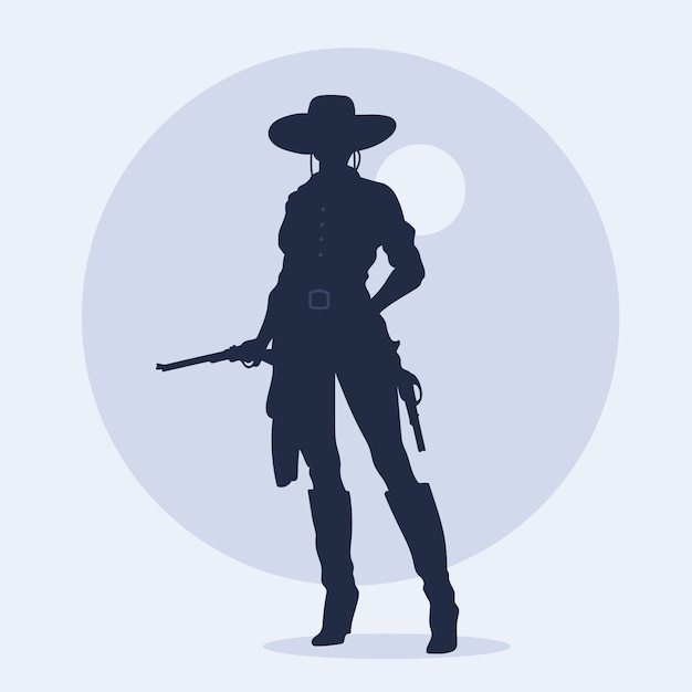 Hand drawn cowgirl silhouette