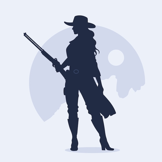 Vettore gratuito silhouette di una cowgirl disegnata a mano