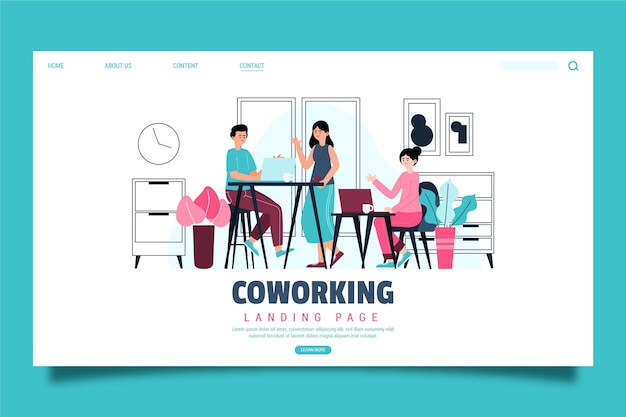 Hand drawn coworking landing page