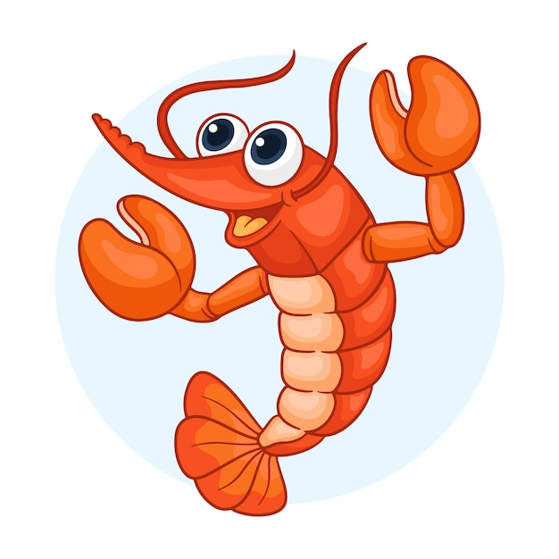Premium Vector | Cute pink shrimp with a smile vector illustration ...