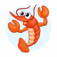 Free vector hand drawn crawfish cartoon illustration