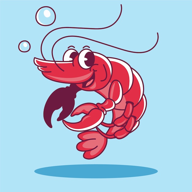 Hand drawn crawfish cartoon illustration