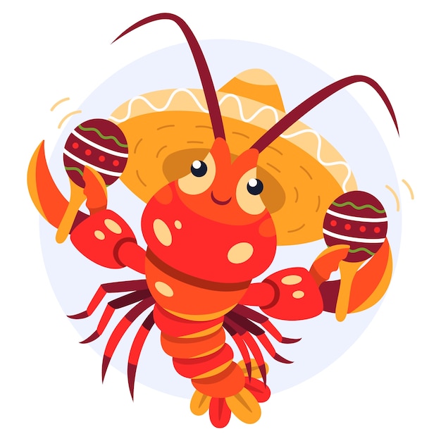 Hand drawn crawfish illustration