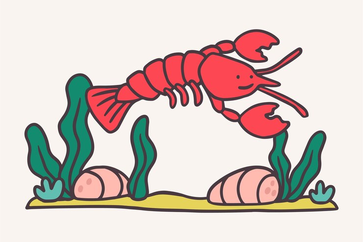 무료 Vector 손으로 그린 가재 그림