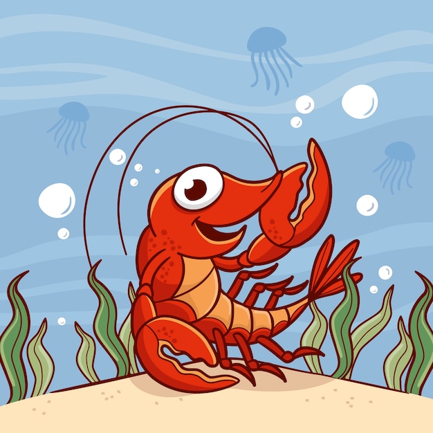 Hand drawn crawfish illustration