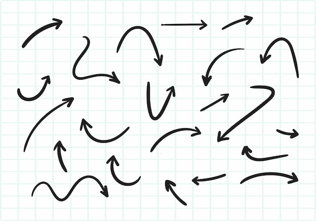 손으로 그린 창조적 인 화살표 세트 디자인