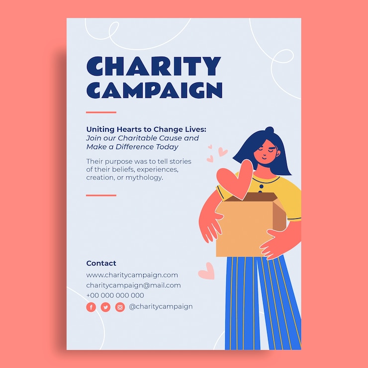 Free Vector hand drawn creative charity campaign poster template