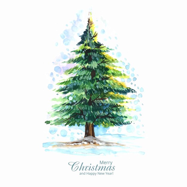 Hand drawn creative christmas tree card background