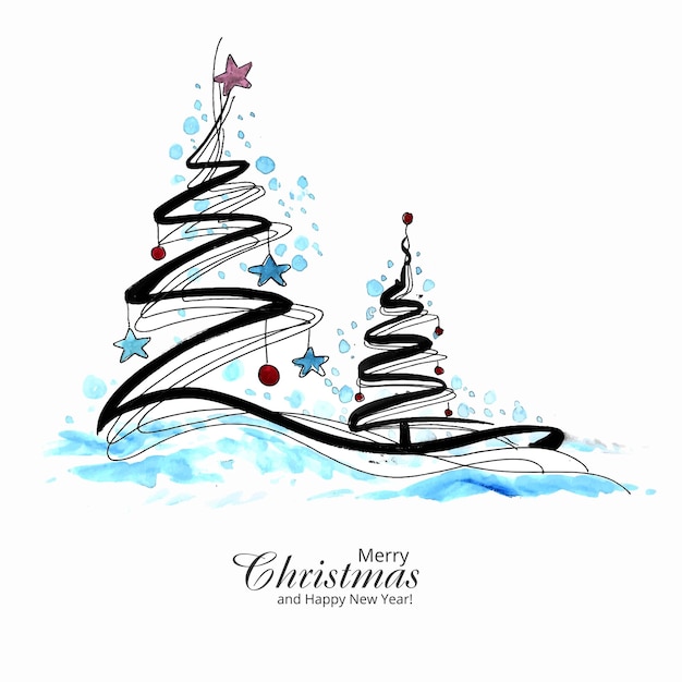 Hand drawn creative christmas tree card background