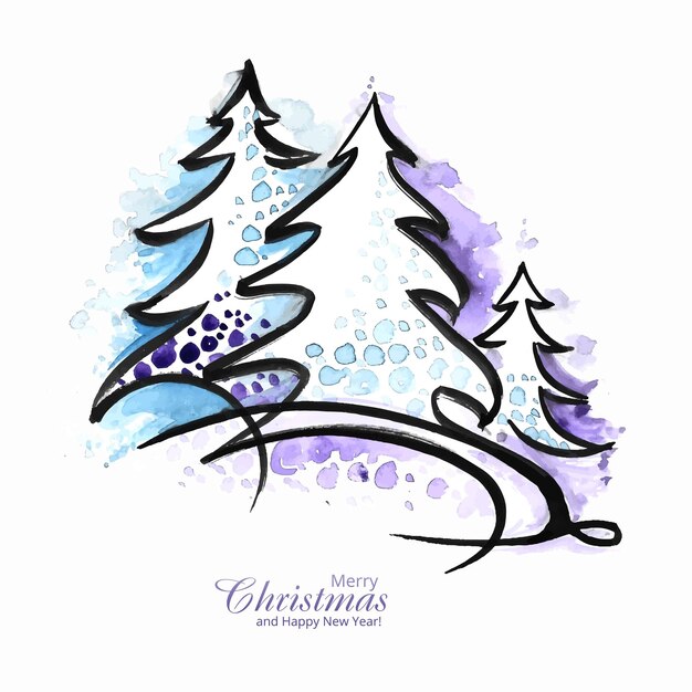 手描きの創造的なクリスマスツリーカードのデザイン