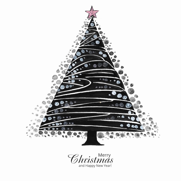 Free vector hand drawn creative christmas tree card design