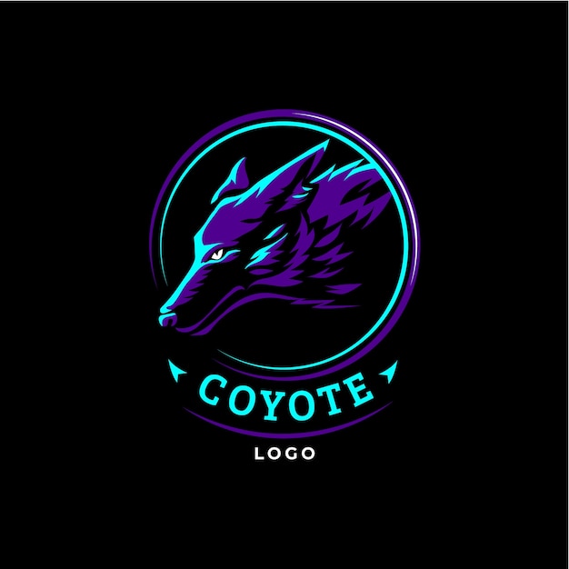 Vettore gratuito modello di logo coyote creativo disegnato a mano