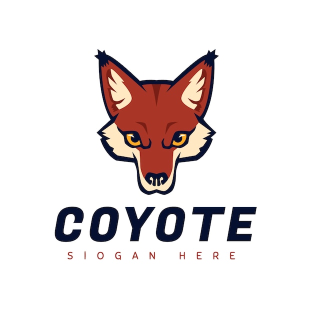 Modello di logo coyote creativo disegnato a mano