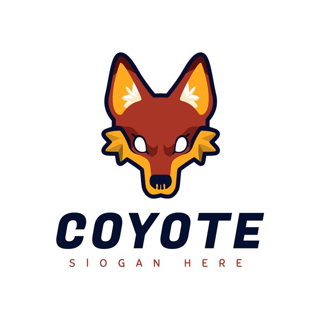 Hand drawn creative coyote logo template