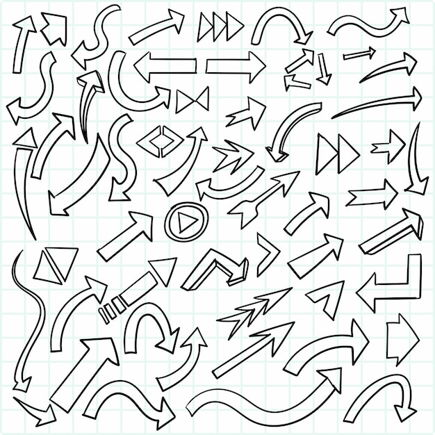 Hand drawn creative geometric arrow set collection