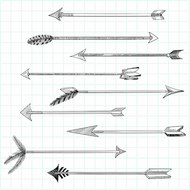 手描きの創造的な幾何学的な矢印セットのデザイン