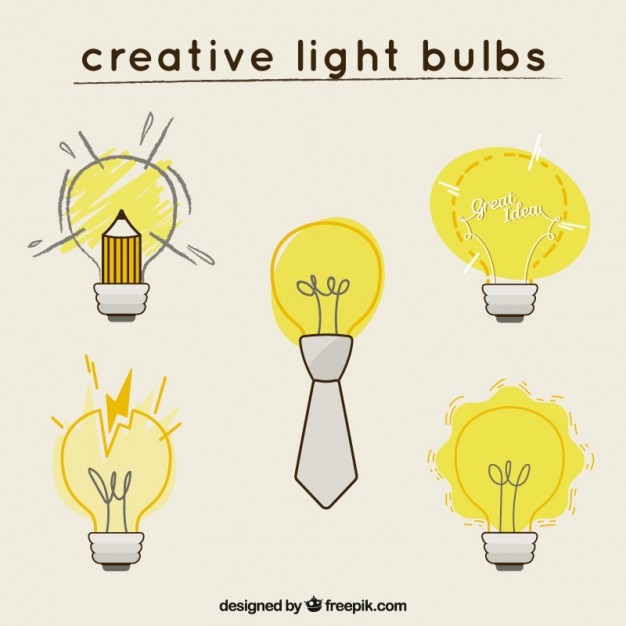 Free vector hand drawn creative light bulbs