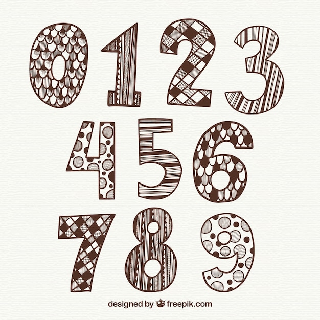 Hand drawn creative number collection