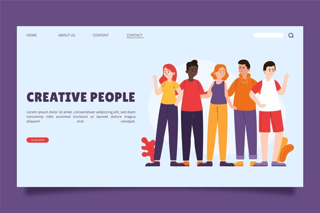 Hand drawn creative people landing page