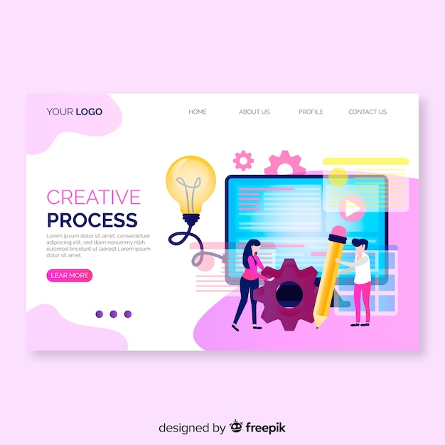 Hand drawn creative process landing page