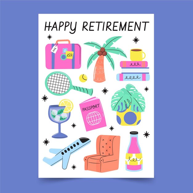 Hand drawn creative retirement greeting card