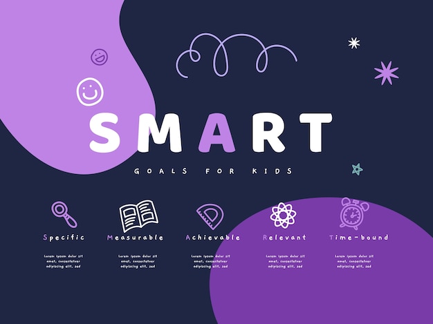 Hand drawn creative smart goals for kids general infographic template