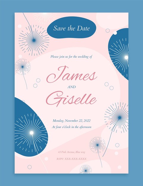 Free vector hand drawn creative wedding invitation template