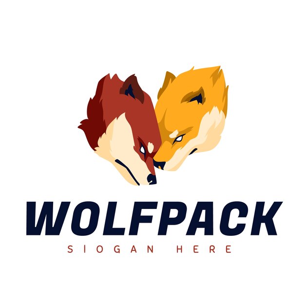 Hand drawn creative wolfpack logo template