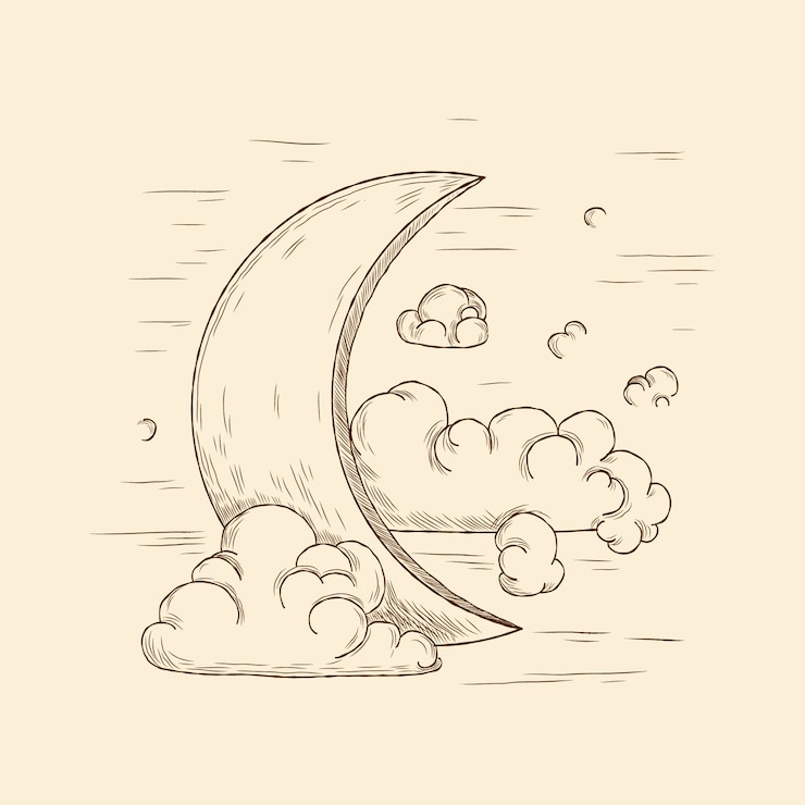 Free Vector hand drawn crescent moon drawing illustration