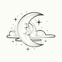 Free vector hand drawn crescent moon drawing illustration