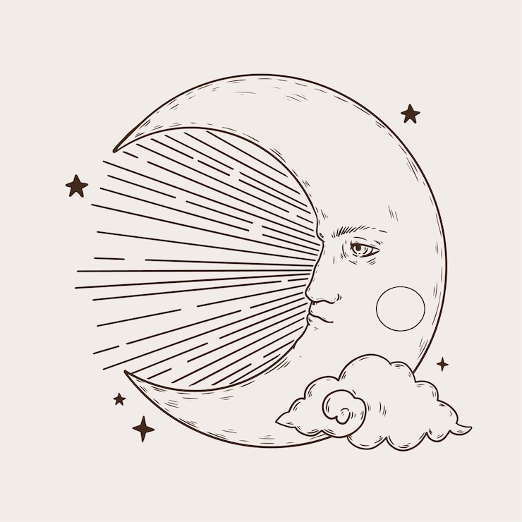 Free Vector hand drawn crescent moon drawing illustration