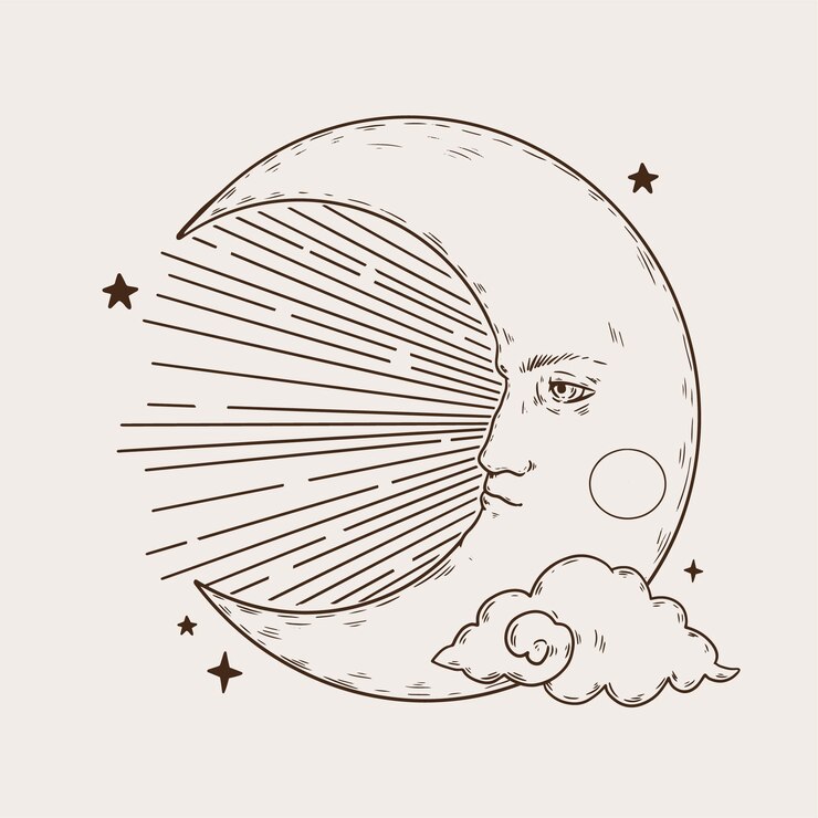 Free Vector hand drawn crescent moon drawing illustration