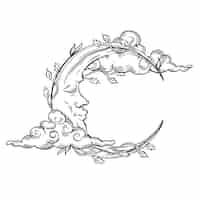 Vettore gratuito illustrazione disegnata a mano del disegno della luna crescente