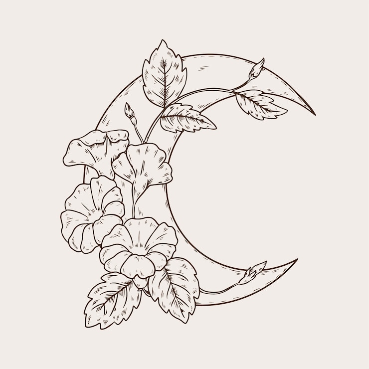 Free Vector hand drawn crescent moon drawing illustration