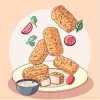 Free vector hand drawn croquetas illustration