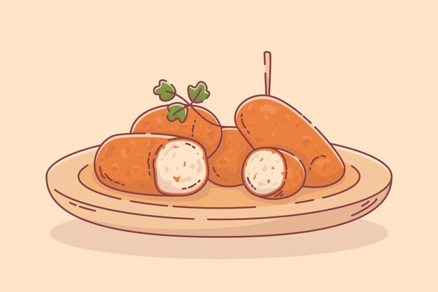 Hand drawn croquetas illustration