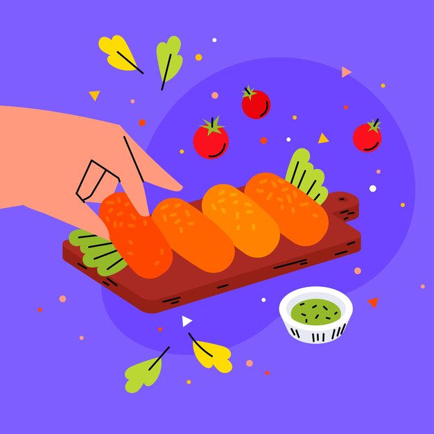 Hand drawn croquetas illustration