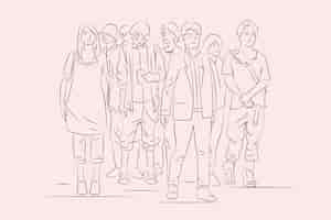 Free vector hand drawn crowd drawing illustration