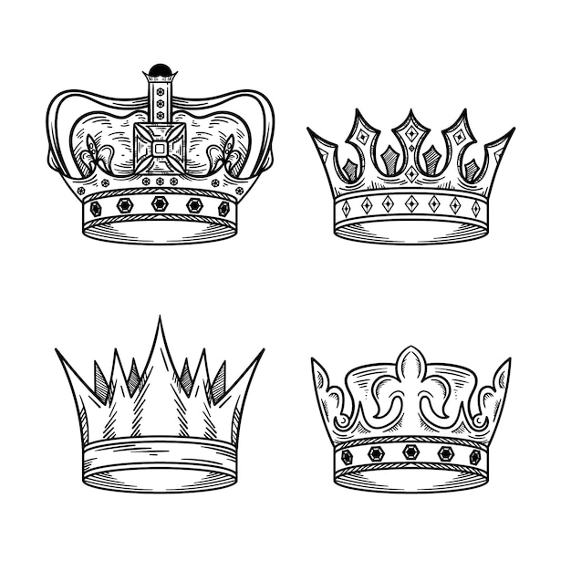 無料ベクター 手描きの王冠の描画イラスト
