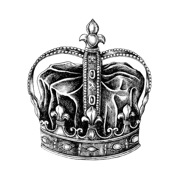 Hand drawn crown isolated on white background
