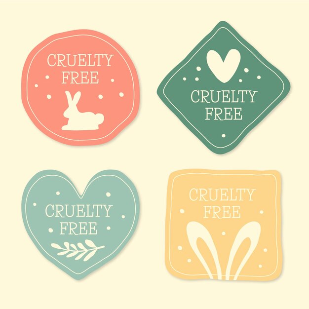 Hand drawn cruelty free badge collection