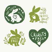 Vettore gratuito collezione di badge cruelty free disegnata a mano