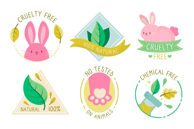 Hand drawn cruelty free badge collection