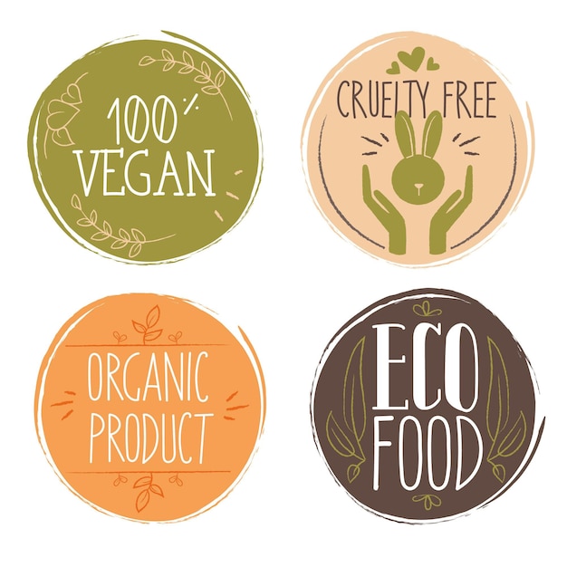 Hand drawn cruelty free badge collection