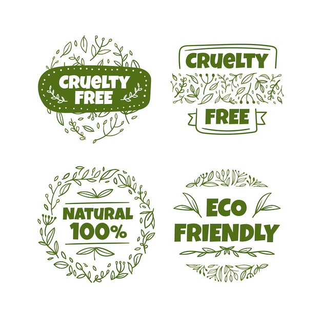 Free Vector hand drawn cruelty free badge collection